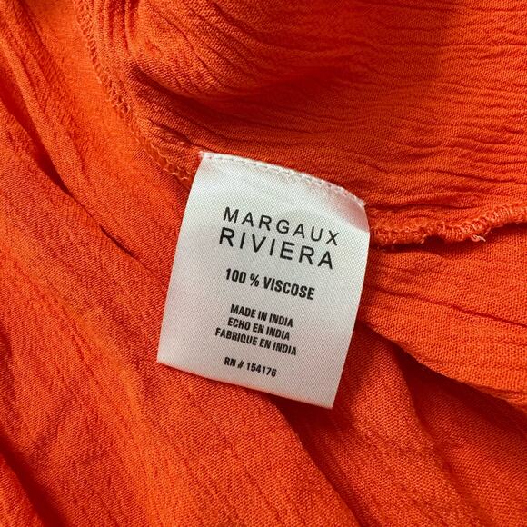 MARGAUX RIVIERA Sherbet Stripe Crinkle Viscose Midi Dress Medium Blue Yellow Pin - Picture 8 of 10